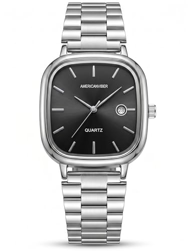 AMERICANVIBER Men's Silver, Watch