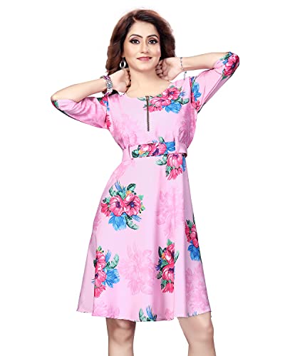 I ENTERPRISE Women's Crepe A-Line Knee-Length Casual Dress