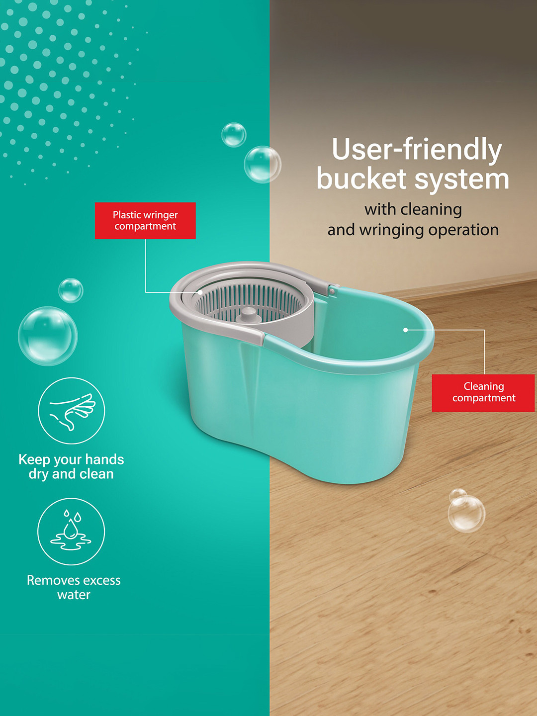 SPOTZERO by MILTON Mini Spin Mop Aqua Green - Image 4