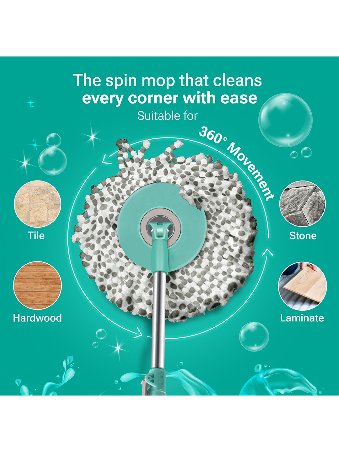 SPOTZERO by MILTON Ace Spin Mop Aqua Green - Image 4