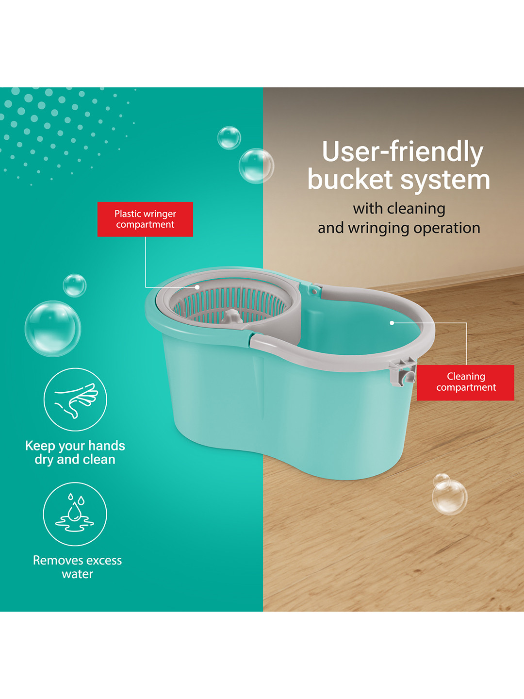 SPOTZERO by MILTON Ace Spin Mop Aqua Green - Image 5