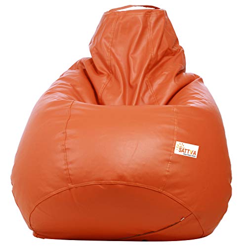 Sattva Classic Teardrop Shape Bean Bag Cover (Without Beans) XXL Size - Orange
