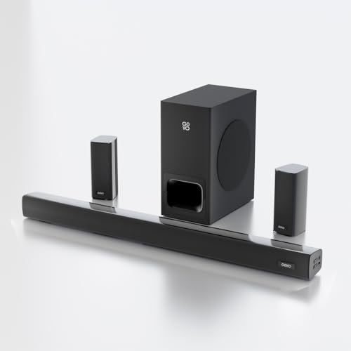 Govo Gosurround 945 Pro Home Theatre Soundbar, 260W, 5.1 Channel, with Subwoofer and Satellite Speakers, Bluetooth 5.3, HDMI ARC, AUX, USB (Platinum Black)