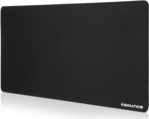 Sounce Mouse Pad Mercerized Surface Anti-fray Edges and Anti-Slip Rubber Base Gaming Mouse Pad a Laptop Desk Mat with Smooth Mouse Control Dimensions 900L x 400B x 2H mm (Black)