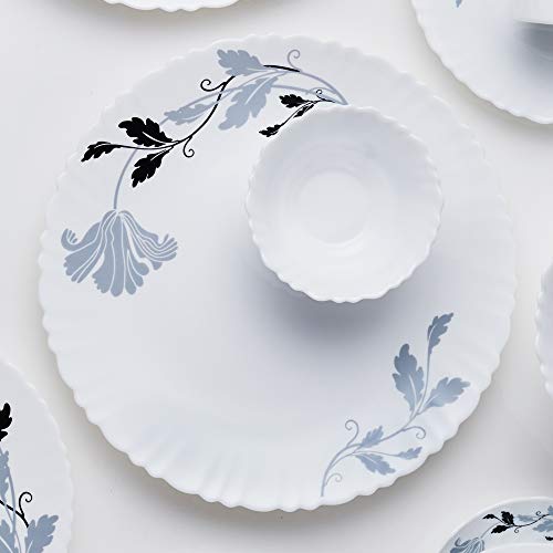 Larah by Borosil Millenia Opalware Dinner Set, 10 -Piece, White - Image 3