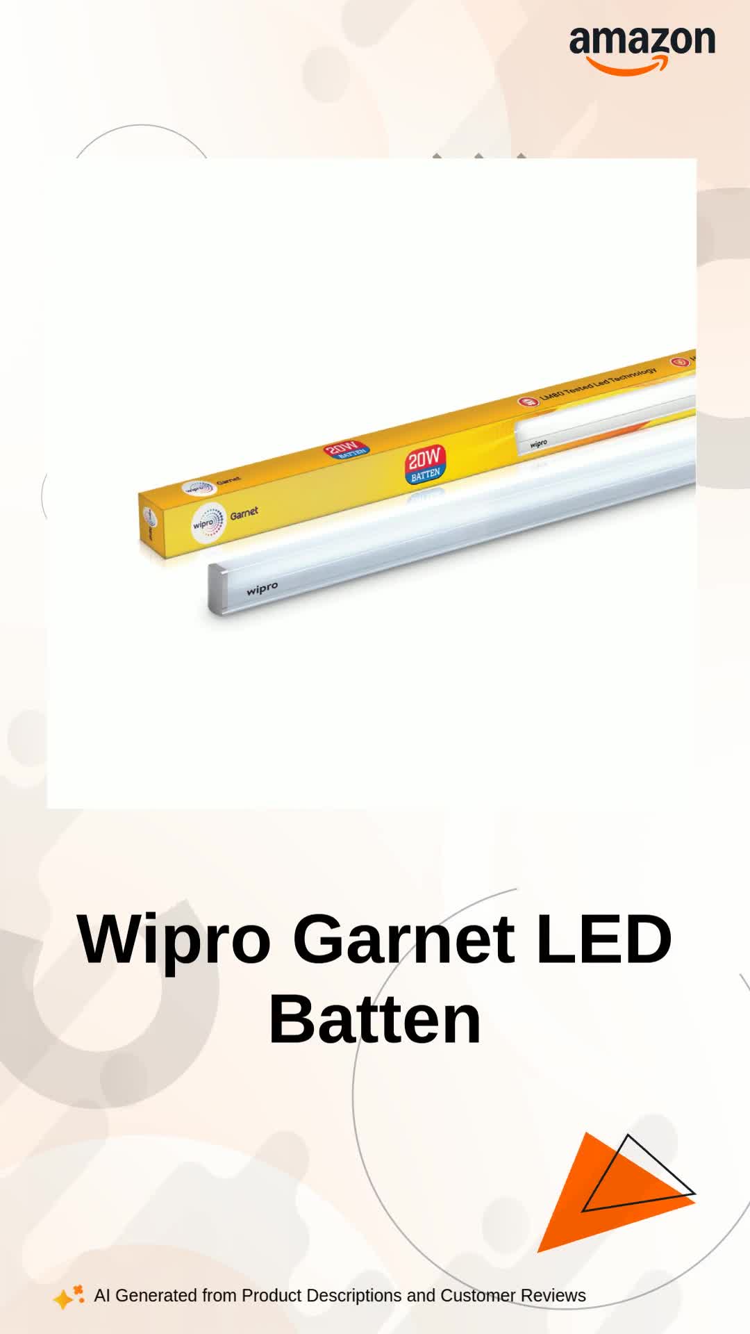 wipro Garnet 20w Led batten Coolwhite (6500k), Pack of 20 - Image 2