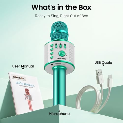 BONAOK Wireless Bluetooth Karaoke Microphone