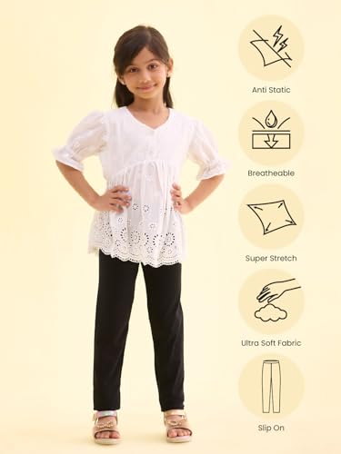 GO COLORS Girls Solid Ankle Length Leggings Slim - Image 5