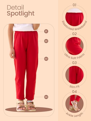 GO COLORS Girls Solid Ankle Length Leggings Slim - Image 6
