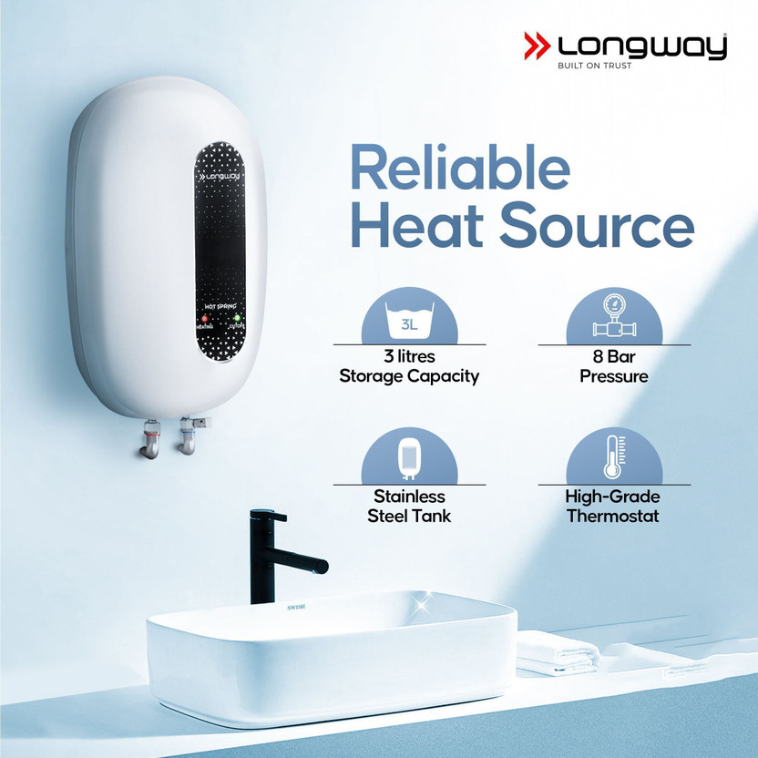 Longway 3 L Instant Water Geyser (Hotspring, White) (White) - Image 3