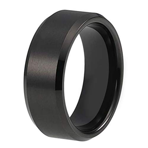 Peora Titanium 10 mm Matte Finish Black Wedding Band Ring for Men Boys - Valentines Gift for Him