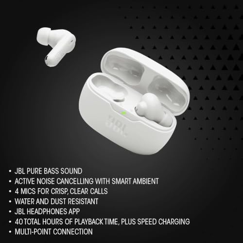 JBL Vibe Beam 2 - Active Noise Cancelling Earbuds - Black - Image 2