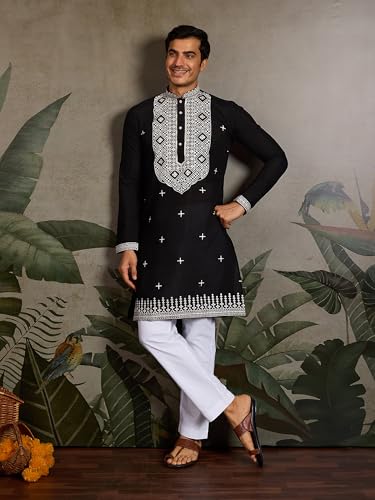 Kalaanj Men's Embroidered Silk Kurta || Only Kurta (03-MK) - Image 2