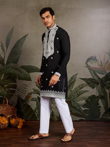 Kalaanj Men's Embroidered Silk Kurta || Only Kurta (03-MK) - Image 3