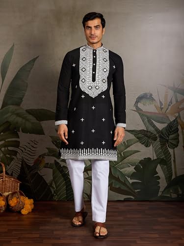 Kalaanj Men's Embroidered Silk Kurta || Only Kurta (03-MK) - Image 5