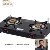 CELLO Regal 2 Burner Black Gas Cooktop,Toughened Glass, ISI Certi - Image 2