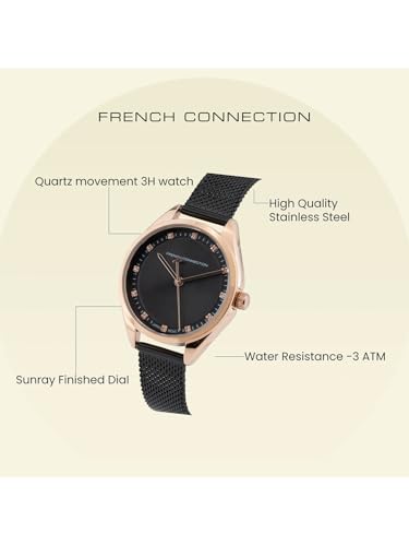 French Connection Lune Black Oval Dial Womens Analogue Watch FCK4BM - Image 5