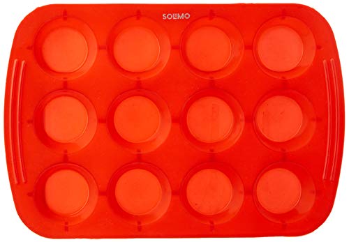 Amazon Brand - Solimo 12 Cavity Silicone Baking Tray, Red - Image 2