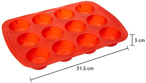 Amazon Brand - Solimo 12 Cavity Silicone Baking Tray, Red - Image 4