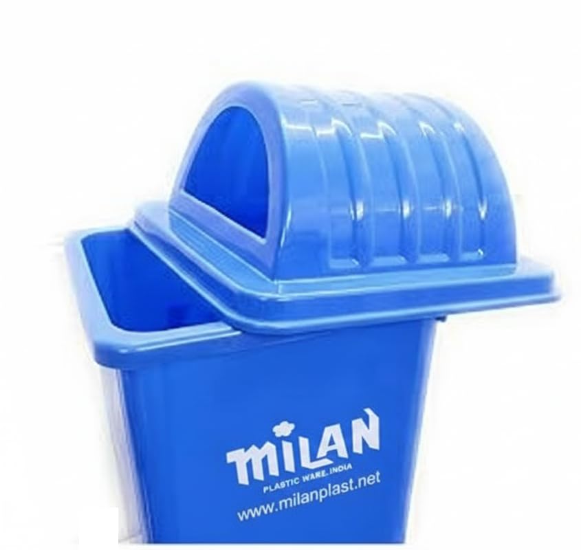 Milan Plastic Garbage Dustbin With Dome Lid 60 Litre Blue - Image 2