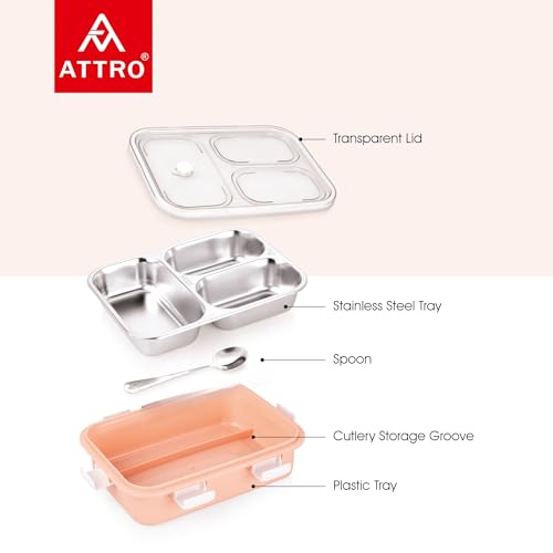 ATTRO Bento 3 Compartment Stainless