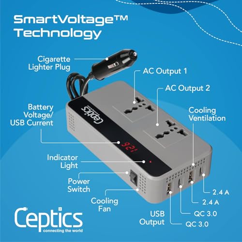Ceptics 200W Car Laptop Charger/Power