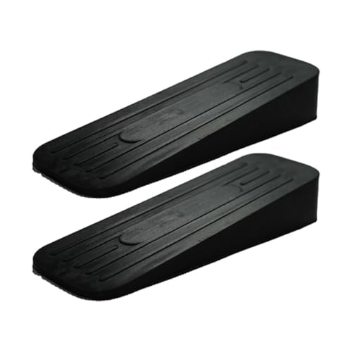 ALP Heavy Duty Rubber Door Stoppers, Anti-Slip Door Wedges, Black, Pack of 2