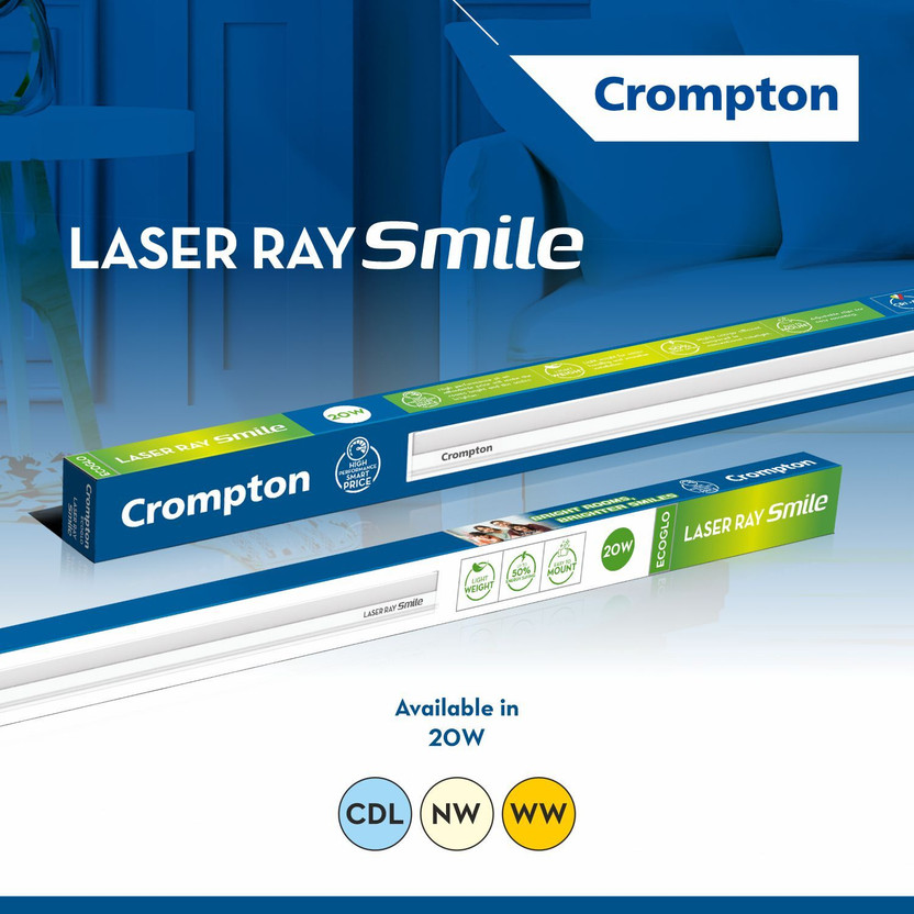Crompton Laser Ray Smile 20W 20 W 121 cm Tube Light (White, Pack - Image 5