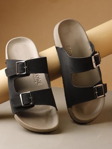 Sukun mens Sukun Slb_10 Men’s Stylish Dual-strap Buckle Sandals Sandal - Image 3