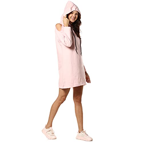 Campus Sutra Women Stylish Hooded Pink Long Tops - Image 2
