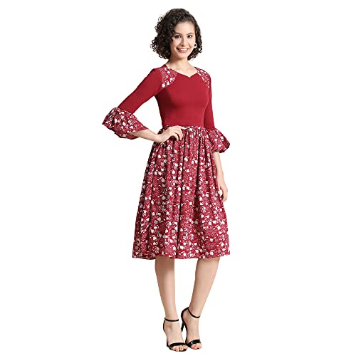 KERI PERRY Women's Maroon Spandex/Muslin