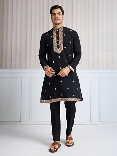 Kalaanj Men's Embroidered Silk Kurta || Only Kurta (01-MK) - Image 2