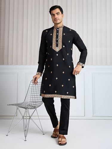 Kalaanj Men's Embroidered Silk Kurta || Only Kurta (01-MK) - Image 5