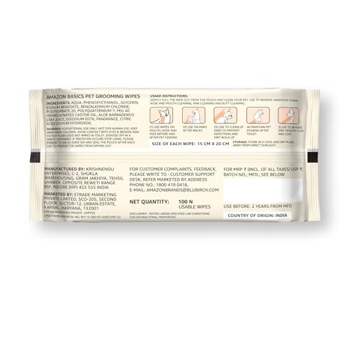 Amazon Basics Pet Grooming Wipes