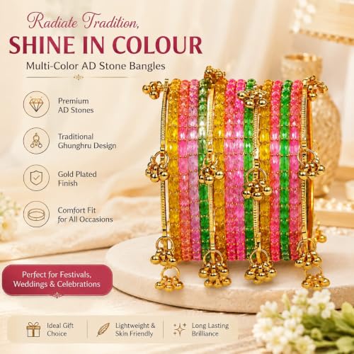 Kashmiri Ghungroo Glass Bangle Set