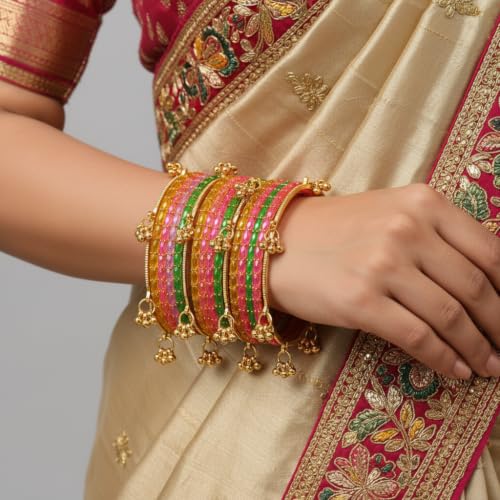 Kashmiri Ghungroo Glass Bangle Set