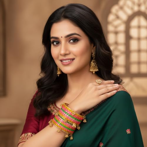 Kashmiri Ghungroo Glass Bangle Set