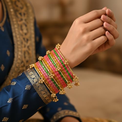 Kashmiri Ghungroo Glass Bangle Set