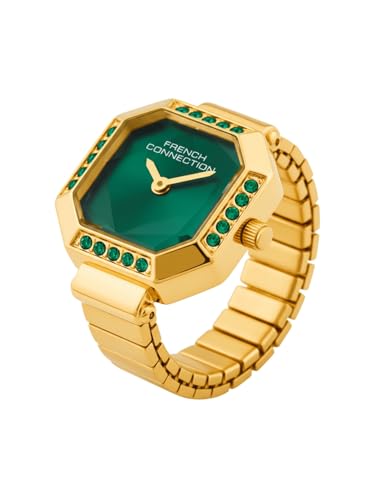 French Connection Women’s Sunray Green Dial Analog Ring Watch – FCR01NGM