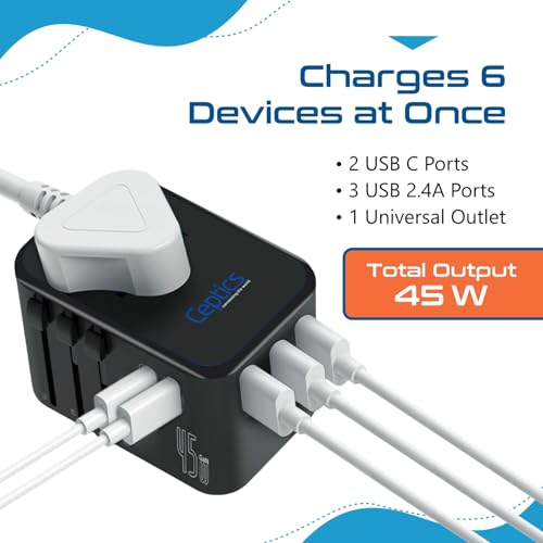 Ceptics Universal Travel Adapter, 45W