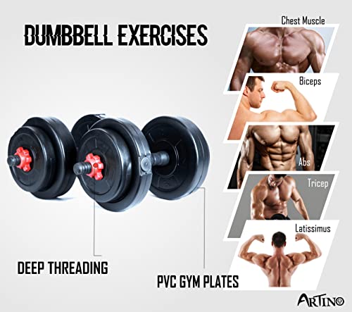 ARTINO Adjustable Dumbbell, Black PVC
