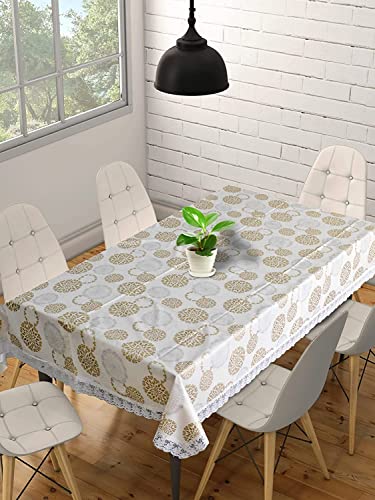Amazon Brand - Solimo PVC Dining Table Cover - (6 Seater, Cream)