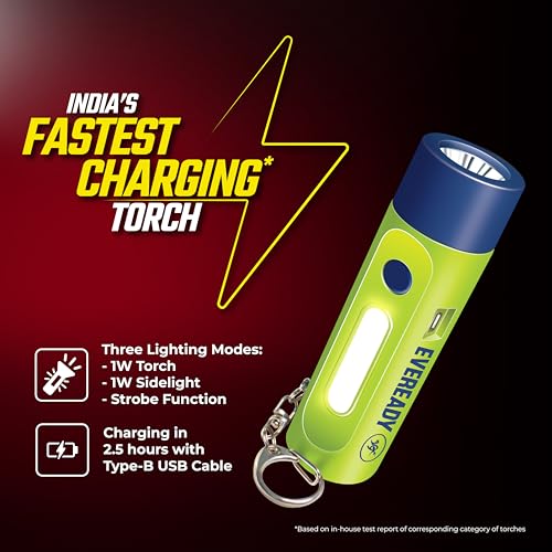 EVEREADY Siren DL102 Rechargeable LED Torch, USB Type-B Fast Charging - Image 4