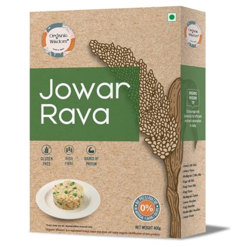 Organic Wisdom Jowar Millet Rava 400g | Maldandi M 35-1 from Solapur | Upma Rava | Sorghum Suji | Stone Ground | Gluten Free | High Protein & Fibre