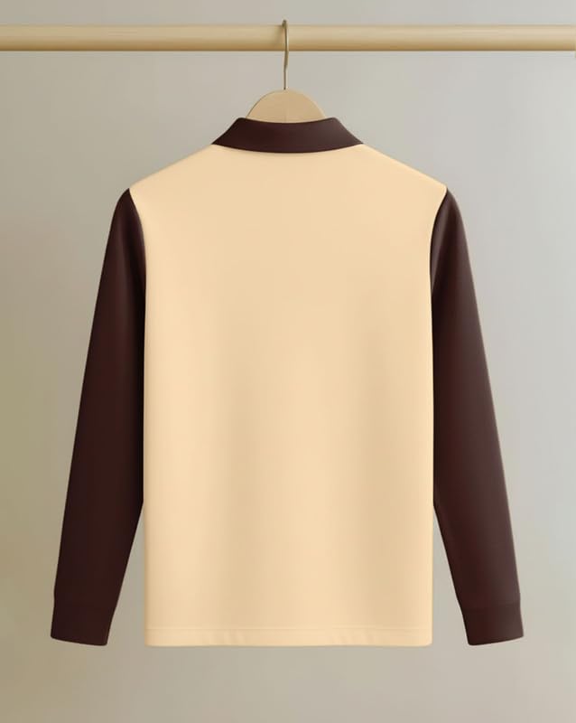 T-Shirt for Men Zip Neck Texture Self Design Cotton Blend Mens Tshirts - Image 3