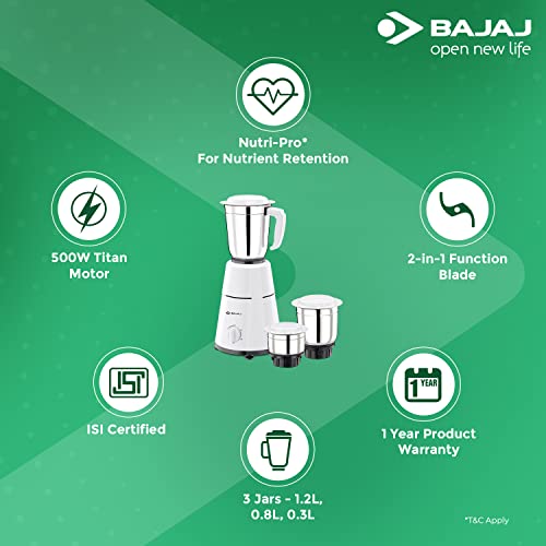 Bajaj 500 Watt GX-1 Mixer Grinder with 3 Jars- white - Image 5