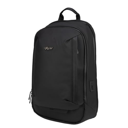 F Gear Capri Black 20L Tech Laptop Backpack, USB & Type-C, 180 Wide Open