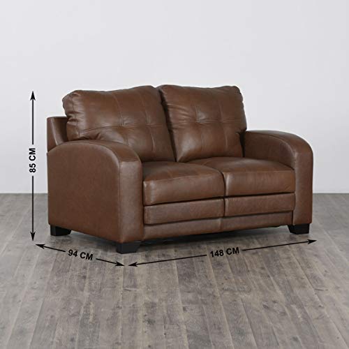 Home Centre Vista Two Seater Leather Sofa, Brown - Image 2