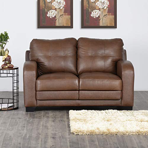 Home Centre Vista Two Seater Leather Sofa, Brown - Image 3