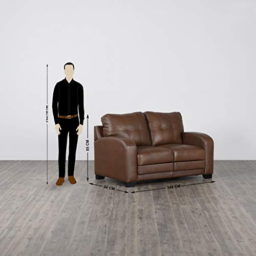 Home Centre Vista Two Seater Leather Sofa, Brown - Image 4